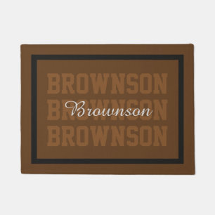 Typography Lastname Repeated Brown any Colour Doormat