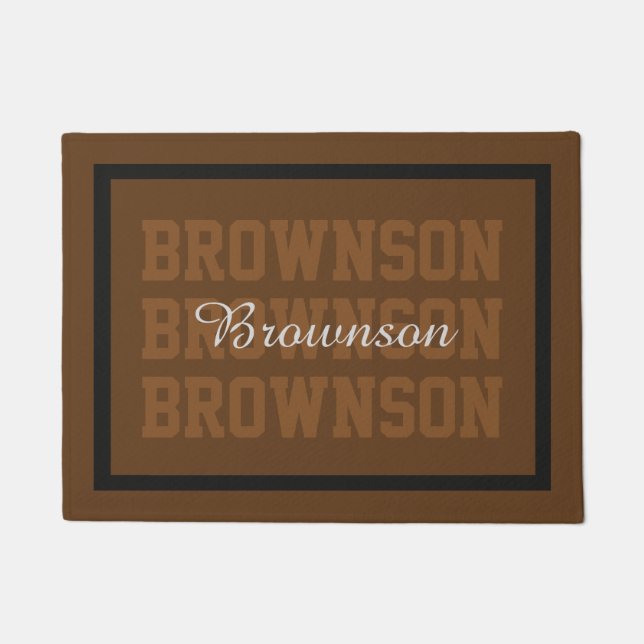 Typography Lastname Repeated Brown any Colour Doormat (Front)