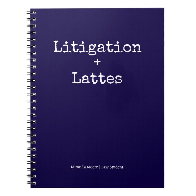 Typography Latte Study Law Student Trendy Blue Notebook (Front)