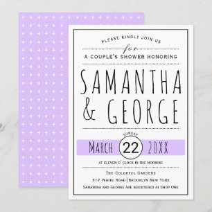 Typography lavender wedding couple's shower invitation