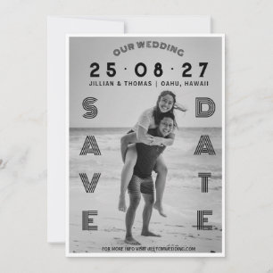Typography Lettering Custom Photo Wedding Save The Date