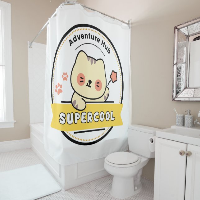 Typography Logo Illustration Artwork Shower Curtain (In Situ)
