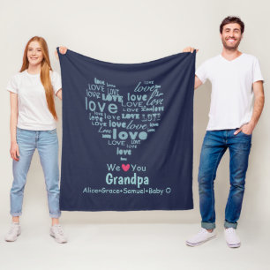 Typography Love Heart "We Love You" Personalised Fleece Blanket