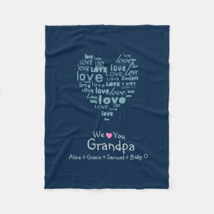 Typography Love Heart "We Love You" Personalised Fleece Blanket