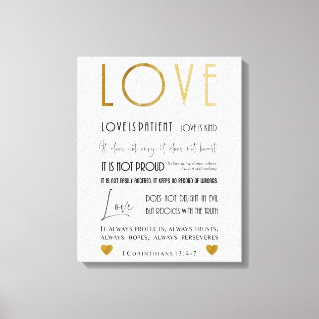 Typography Love is Patient, Kind Bible Verse Decor (Front)