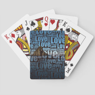Typography LOVE Mask Custom Seascape Photo Playing Cards