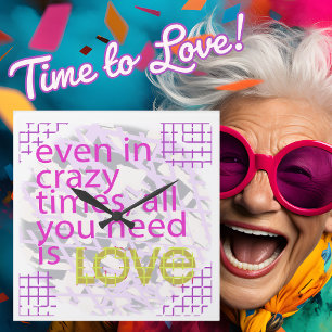 Typography Loving Inspiration Square Wall Clock