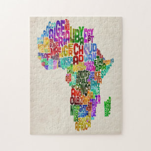 Typography Map of Africa Jigsaw Puzzle