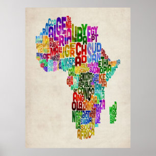 Typography Map of Africa Poster