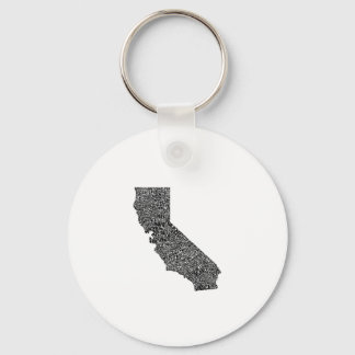 Typography map of California Key Ring