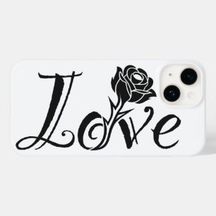 Typography Meets Nature: The Love Rose Case-Mate iPhone 14 Case