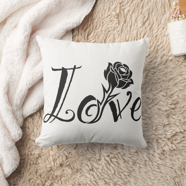 Typography Meets Nature: The Love Rose Cushion (Blanket)