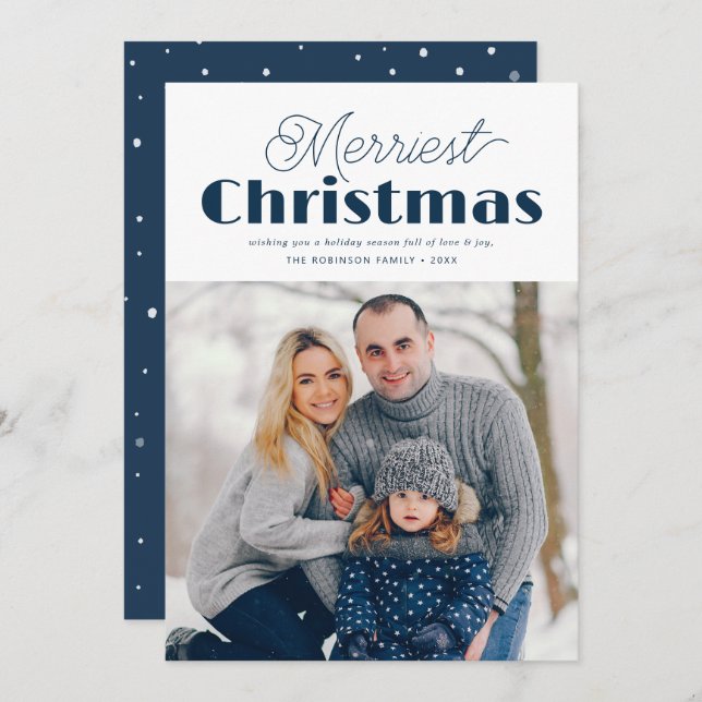 typography merriest christmas holiday card (Front/Back)