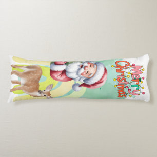Typography Merry Christmas and Lights & Deer Body Cushion