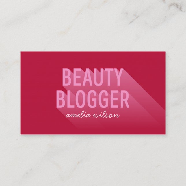 Typography Modern Dark Pink Beauty Blogger Business Card (Front)