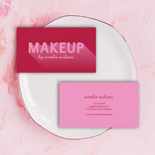 Typography Modern Dark Pink Makeup Artist Business Card