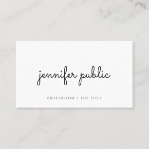 Typography Modern Elegant Template White Matte Business Card