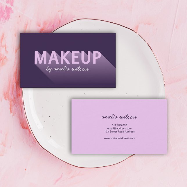 Typography Modern Purple Lavender Makeup Artist Business Card (Creator Uploaded)