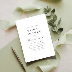 Typography Modern Script Black White Bridal Shower Invitation