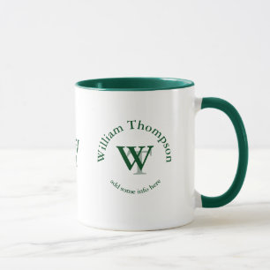 typography monogram - personalised logo green mug
