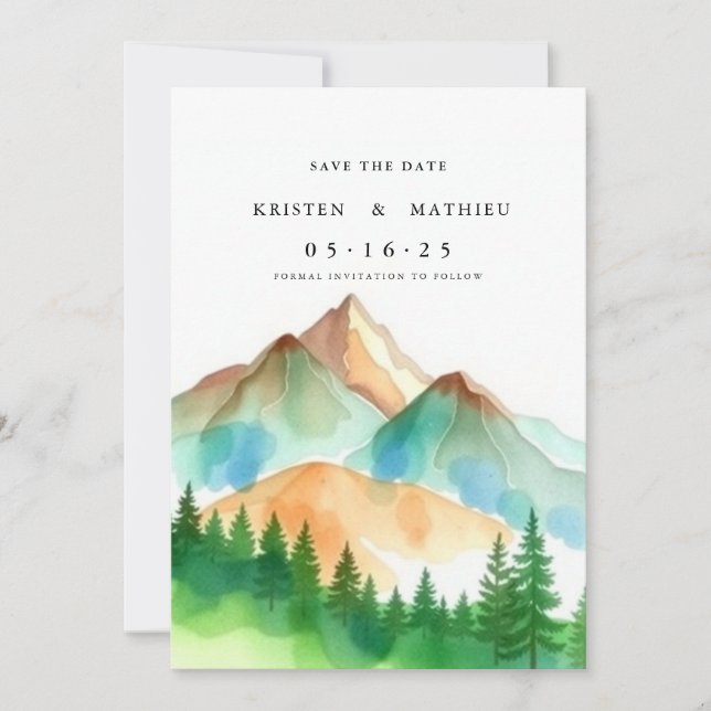 Typography Mountain Save The Date (Front)
