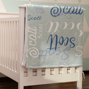 Typography Name allover light blue colour Fleece Blanket