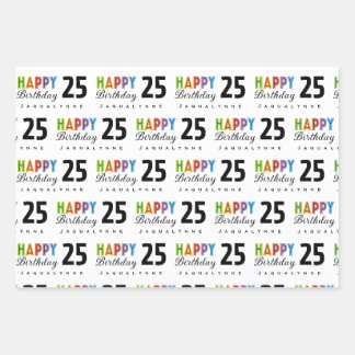 Typography Name Birthday Wrapping Paper