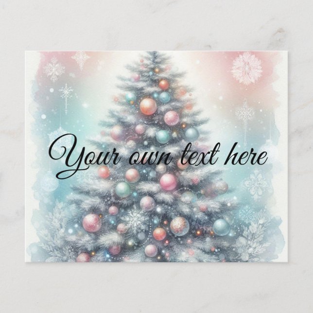Typography name Christmas tree floral watercolor (Front)