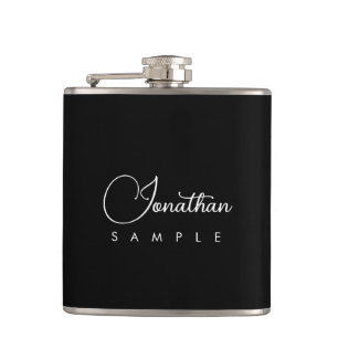 Typography Name Modern Elegant Clean Template Hip Flask