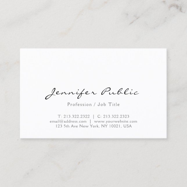 Typography Name Modern Professional Elegant Simple Business Card (Front)