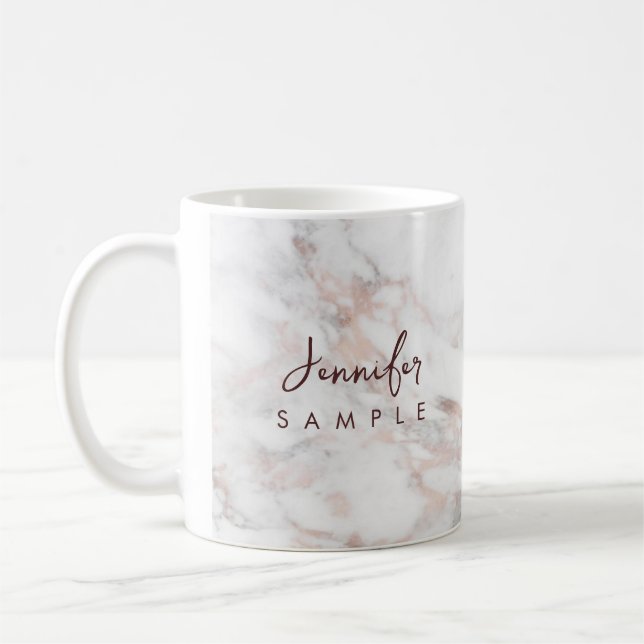 Typography Name Rose Gold Marble Template Best Coffee Mug (Left)