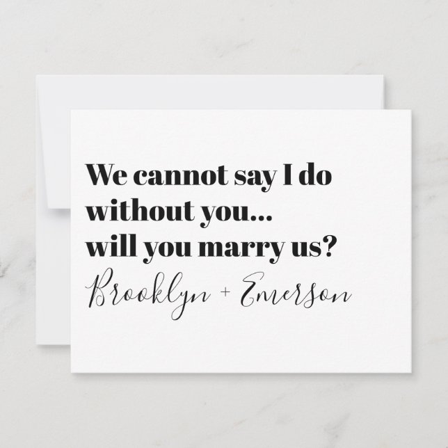 Typography Officiant Proposal Marry Us Invitation (Front)