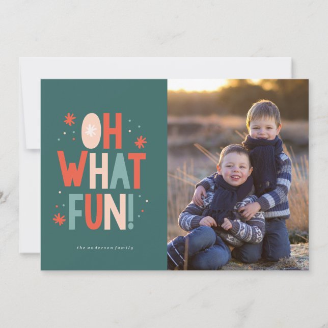 Typography Oh What Fun! Christmas Card (Front)