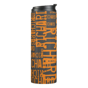Typography Orange Black   Thermal Tumbler
