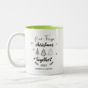 Typography Our First Christmas Together Two-Tone Coffee Mug