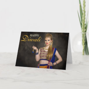 Typography Overlay Personalised Happy Diwali Photo Card