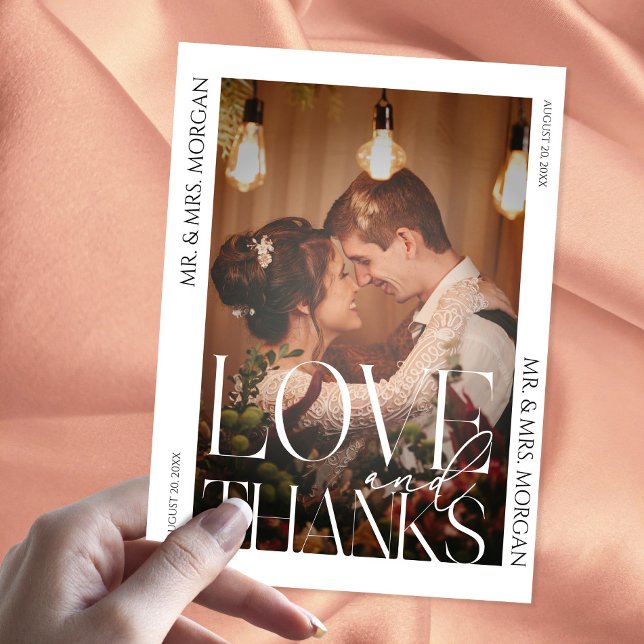 Typography Overlay Text Photo | Wedding Thank You Postcard (Creator Uploaded)