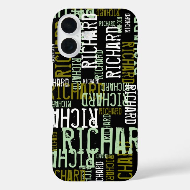 Typography Pattern of Names Oversized Black Case-Mate iPhone Case (Back)
