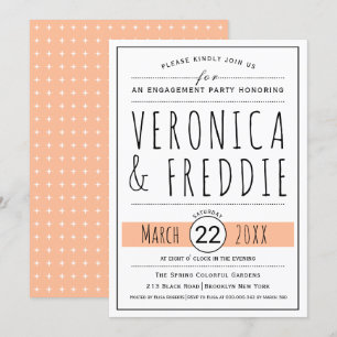 Typography  peach wedding engagement party invitation