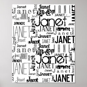 Typography    Personalise   Black White Name Poster