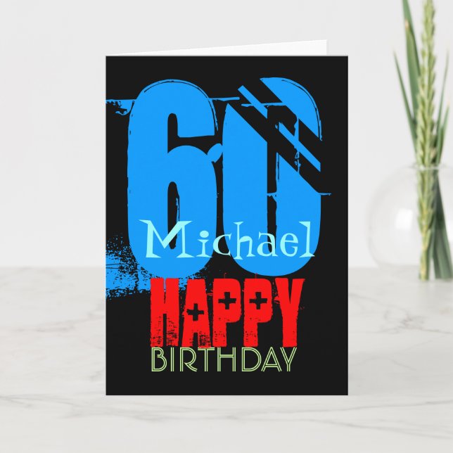 Typography Personalised 60th Birthday Greeting C Card (Front)