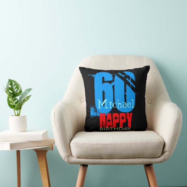 Typography Personalised 60th Birthday sq Pillow (Chair)