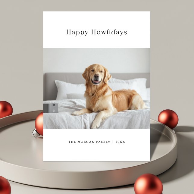 Typography Pet Christmas Happy Howlidays Dog Photo Holiday Card (Creator Uploaded)