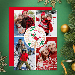 Typography Photo Collage Foil Holiday Card