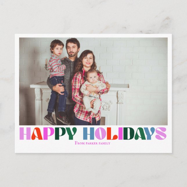 Typography photo modern colourful letters Postcard (Front)