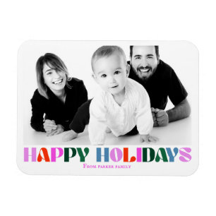 Typography photo modern colourful letters Postcard Magnet