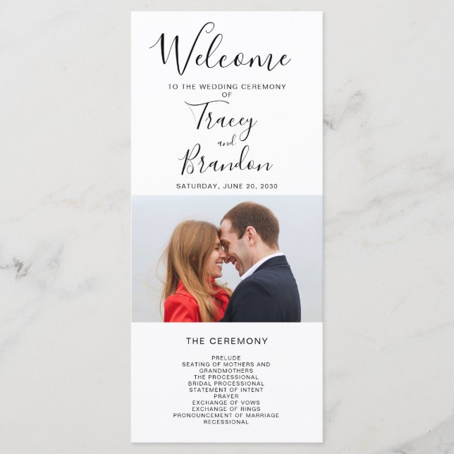 Typography Photo Modern Mass Ceremony Wedding Programme (Front)