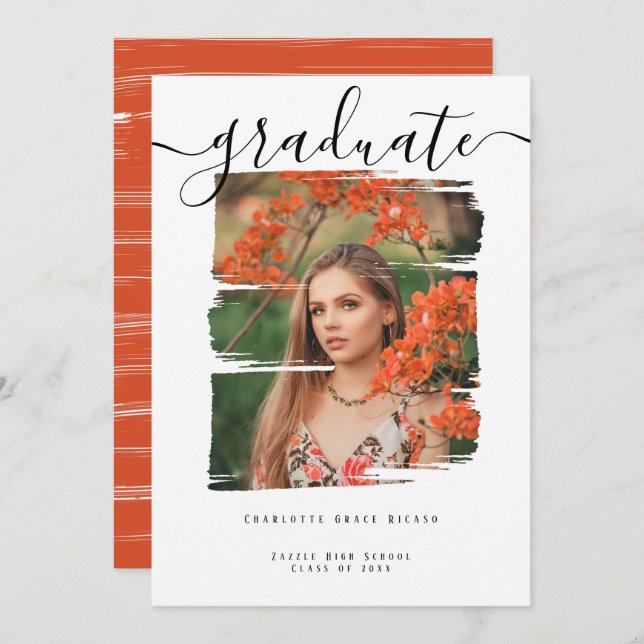 Typography Photo Personalised Graduation Invitation (Front/Back)