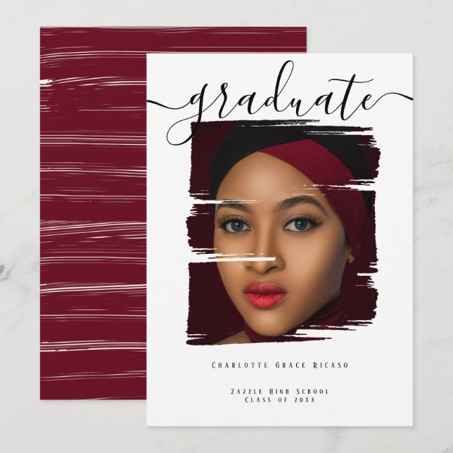 Typography Photo Personalised Graduation Invitation (Front/Back)