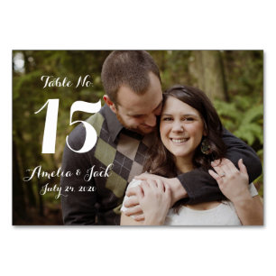 Typography Photo Wedding Table Number Card